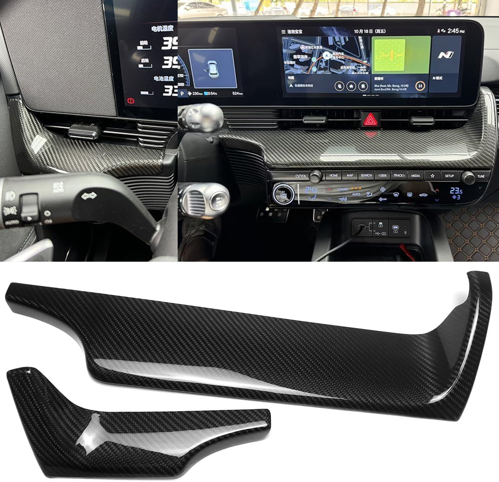 Genuine Carbon Fiber Center Consoles Dashboard Trin for Hyundai Ioniq 5 N Line N NE Limited XRT SEL Long Range 2022 2023 2024 2025 (Glossy Carbon)