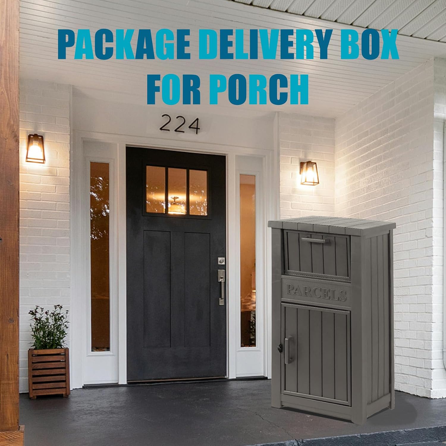 LHBGO Package Delivery Box for Outside, Outdoor Storage with Lockable Secure, Anti-Theft Parcel Drop Boxes Outdoor Package Delivery and Waterproof for Porch, House, Curbside
