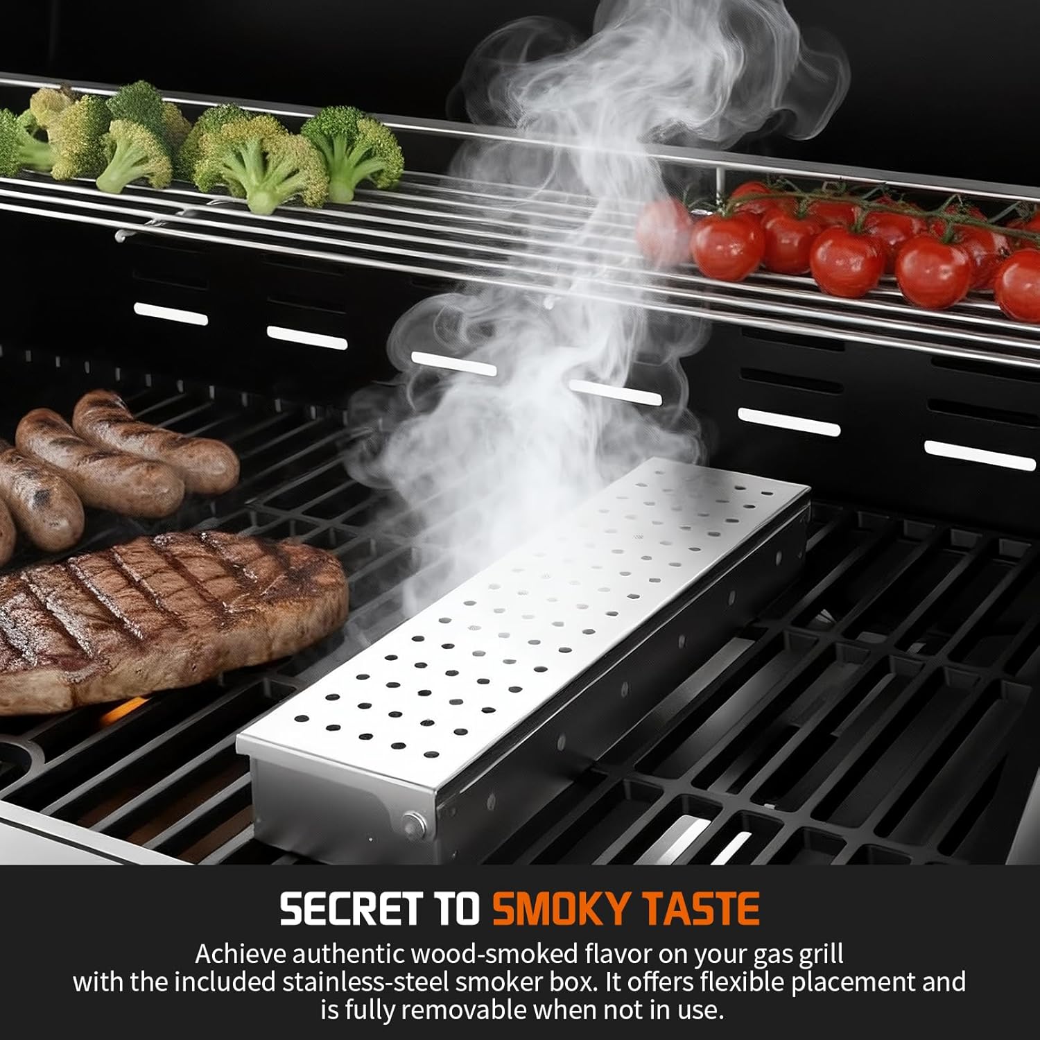 Propane Gas Grill, 5+1 Stainless Steel Barbecue Grill with Infrared Side Burner for Outdoor Cooking