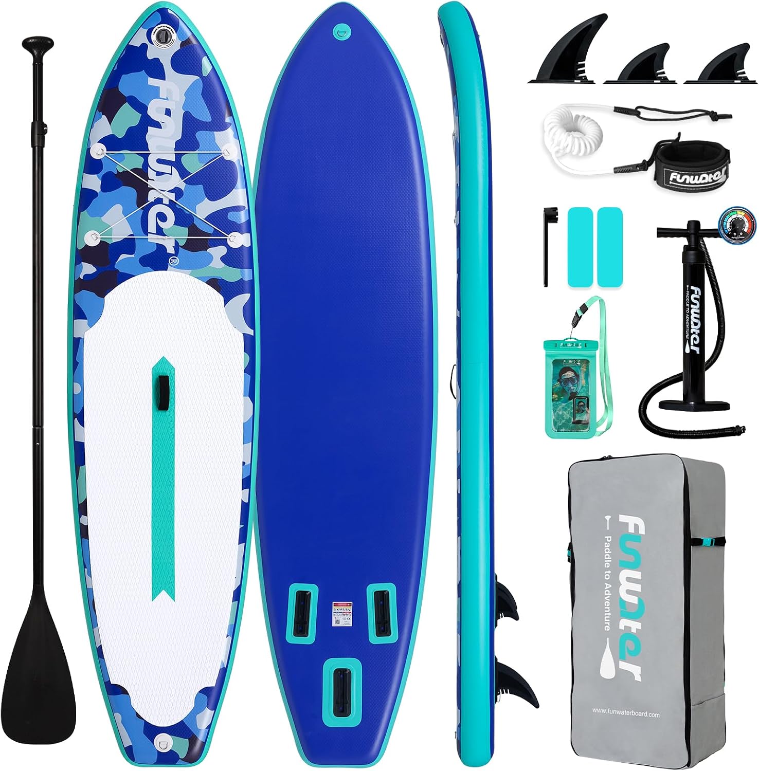 FunWater Inflatable Stand Up Paddle Board with Premium SUP Paddleboard Accessories, Anti-Slip EVA Deck, 11'6''/11'/10'6'' Paddle Boards for Adults & Youth of All Skill Levels