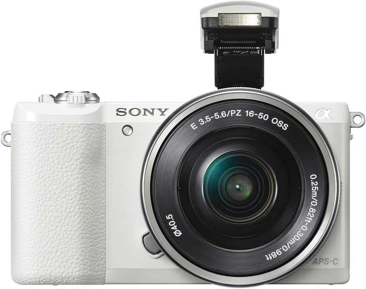 Sony Alpha a5100 Mirrorless Camera with 16-50mm Power Zoom Lens | 24.3MP APS-C Sensor, Fast Hybrid Autofocus (White) + 64GB Card + Card Reader + Case + Flex Tripod + Hand Strap + Memory Wallet + More