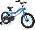 COSTWAY 16'/18' Lighted Kids Bike, Children Sport Bicycle with LED Light-up Frame, Adjustable Saddle, Training Wheels, Handbrake & Coaster Brake, Kids Riding Bike for 4-7/4-8 Years Old Boys & Girls
