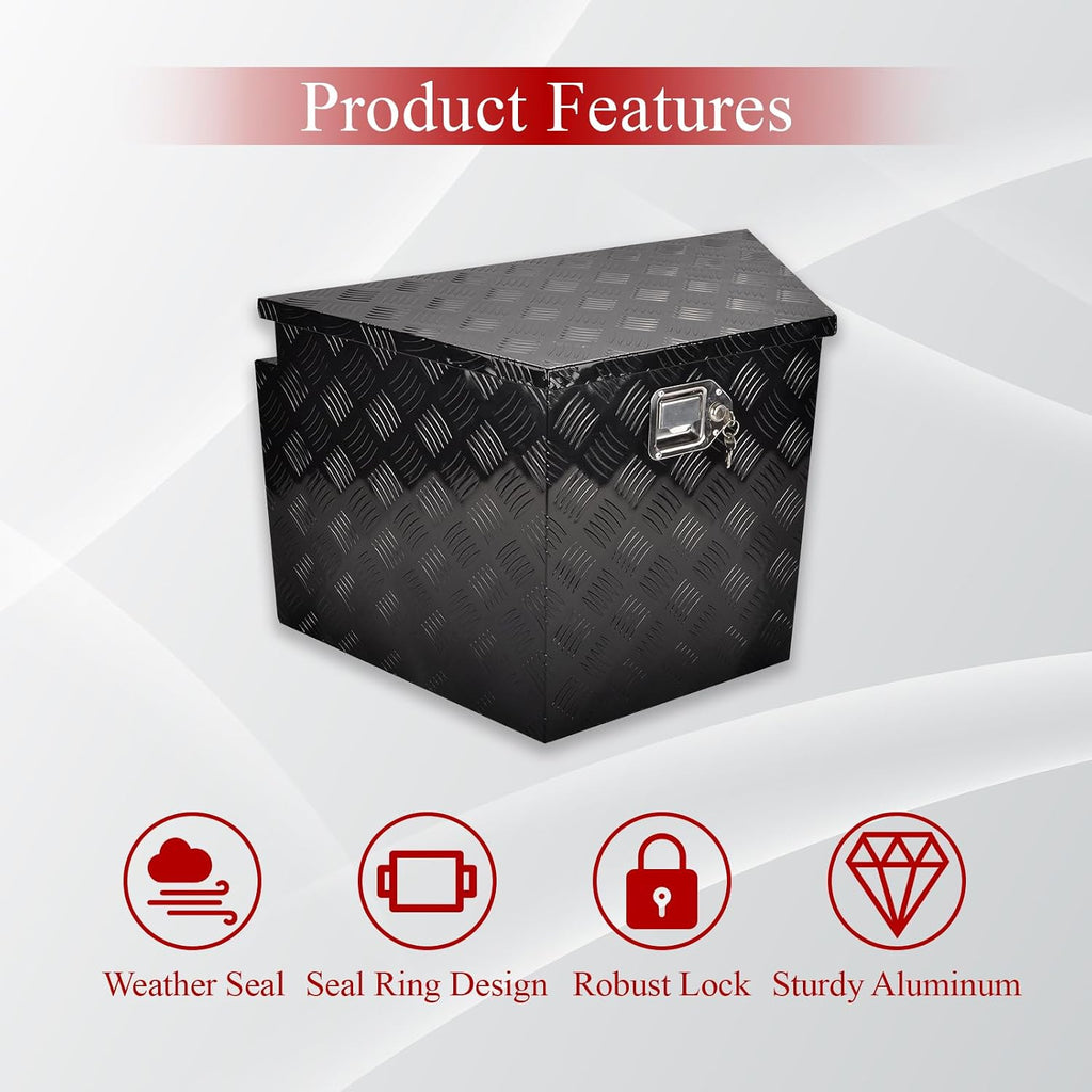 29''Inch Aluminum Trailer Tongue Tool Box Truck Bed Toolbox Truck Trailer Chest Box Underbody Storage Organizer Waterproof Square Storage Organizer w/Lock & Keys Black(‎29' Lx16.5 Wx18 H)