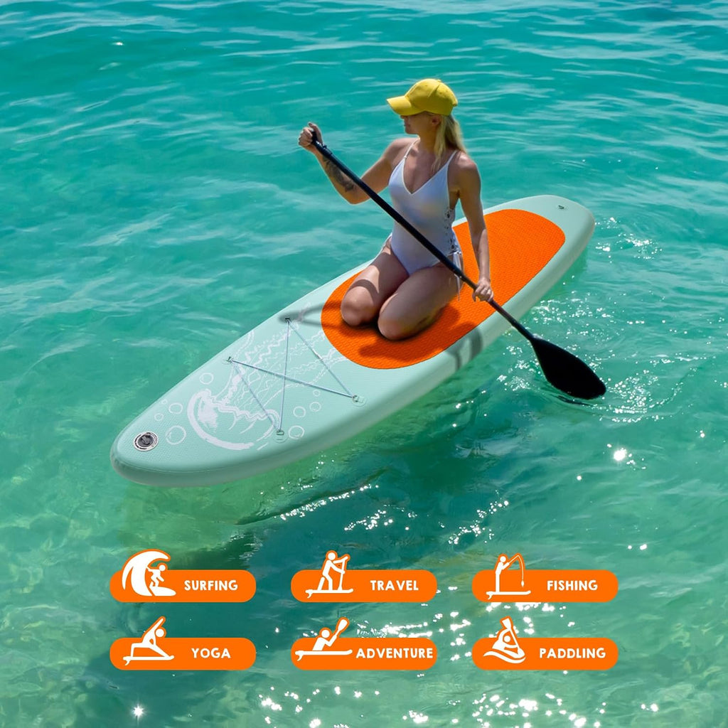 DAKUWAR Paddle Board 10'6''/10' Inflatable Stand Up Paddle Boards with SUP Accessories Ultra-Light Paddleboard Non-Slip Comfort Deck for Adults & Youth of All Skill Levels