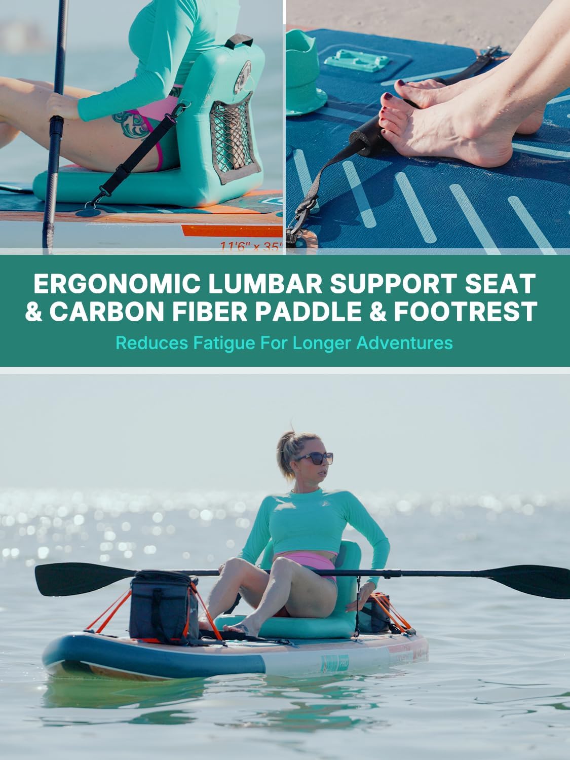 Niphean PRO (Extra Large) Inflatable Paddle Board with Seat, 11'6'/12'6' Stand Up Paddle Board with Pressure Gauge, StabilTrac Fin, Upgraded All-Round/Touring SUP for Adult Adventures, 2+1 Person