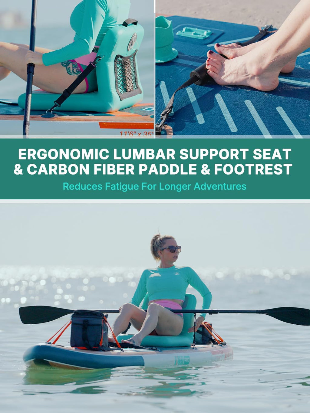 Niphean PRO (Extra Large) Inflatable Paddle Board with Seat, 11'6'/12'6' Stand Up Paddle Board with Pressure Gauge, StabilTrac Fin, Upgraded All-Round/Touring SUP for Adult Adventures, 2+1 Person