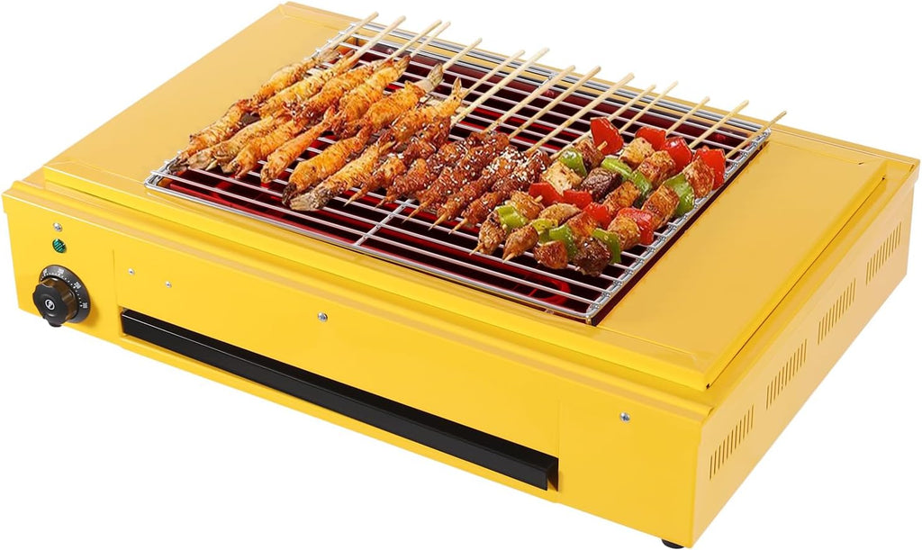Smokeless Electric Indoor Grill with 16.5×7 Inch Non-Stick Cooking Surface, 1500W Fast Heat Up Power, Adjustable Temperature 122-572℉, Removable Grilling Plate and Drip Tray