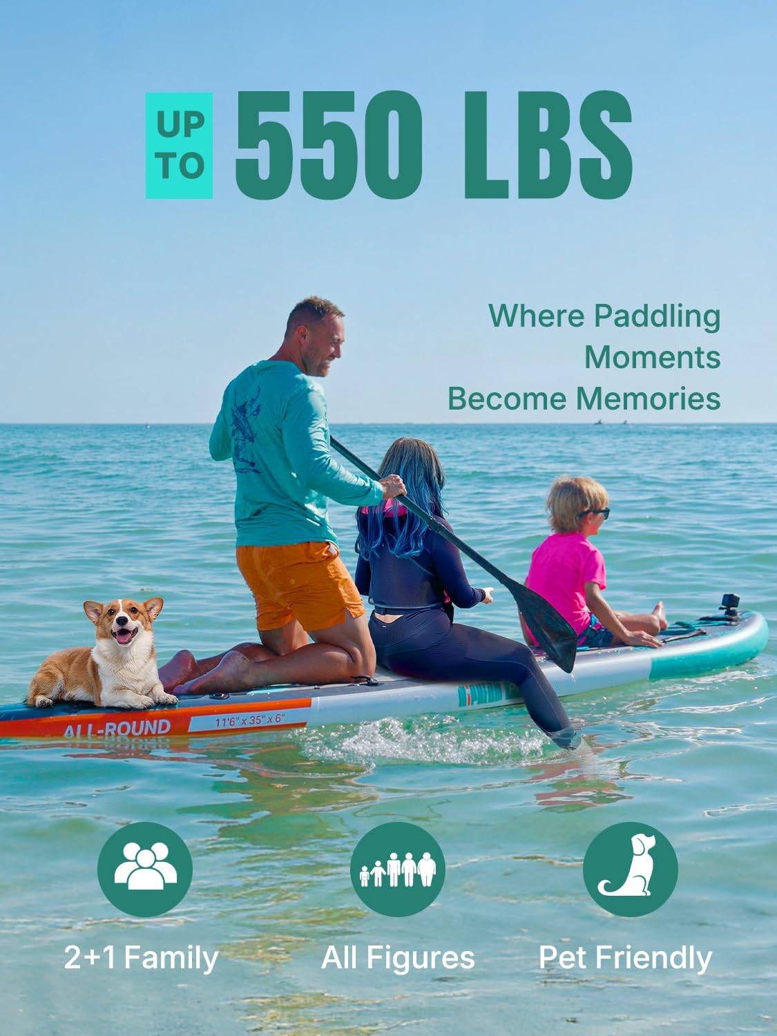 Niphean PRO (Extra Large) Inflatable Paddle Board with Seat, 11'6'/12'6' Stand Up Paddle Board with Pressure Gauge, StabilTrac Fin, Upgraded All-Round/Touring SUP for Adult Adventures, 2+1 Person
