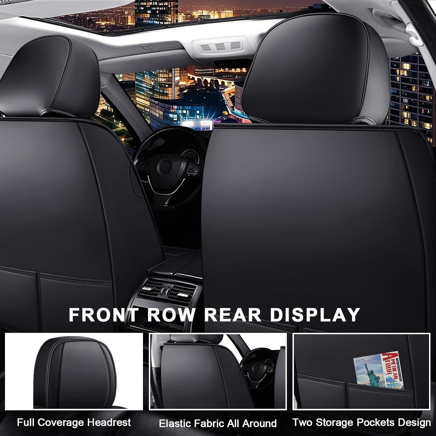 JWLK Seat Covers for Buick Envision 2016-2026, Family Seat Covers for Cars, Non-Slip, Airbag Compatible Vehicle Cushion, Waterproof & Easy-Clean(Standard 5 Seats, Black)