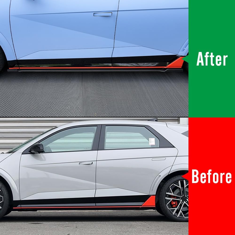 Dry Carbon Fiber Side Skirt Replacement for Hyundai Ioniq 5 NE N Line SE SEL XRT Limited 2022 2023 2024 2025 Aftermarket Rocker Panel Guard (Glossy Carbon)