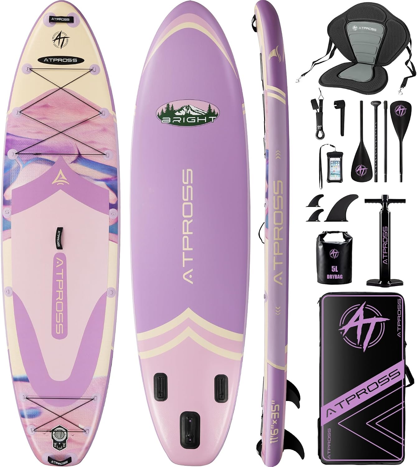 11'6'x35' Inflatable Paddle Board, 450lbs Extra Wide Stand Up Paddleboard for Adults with Premium SUP Accessories Kit & Backpack, Blow Up Kayak Non-Slip Stable Deck Boat for Yoga Fishing Surf