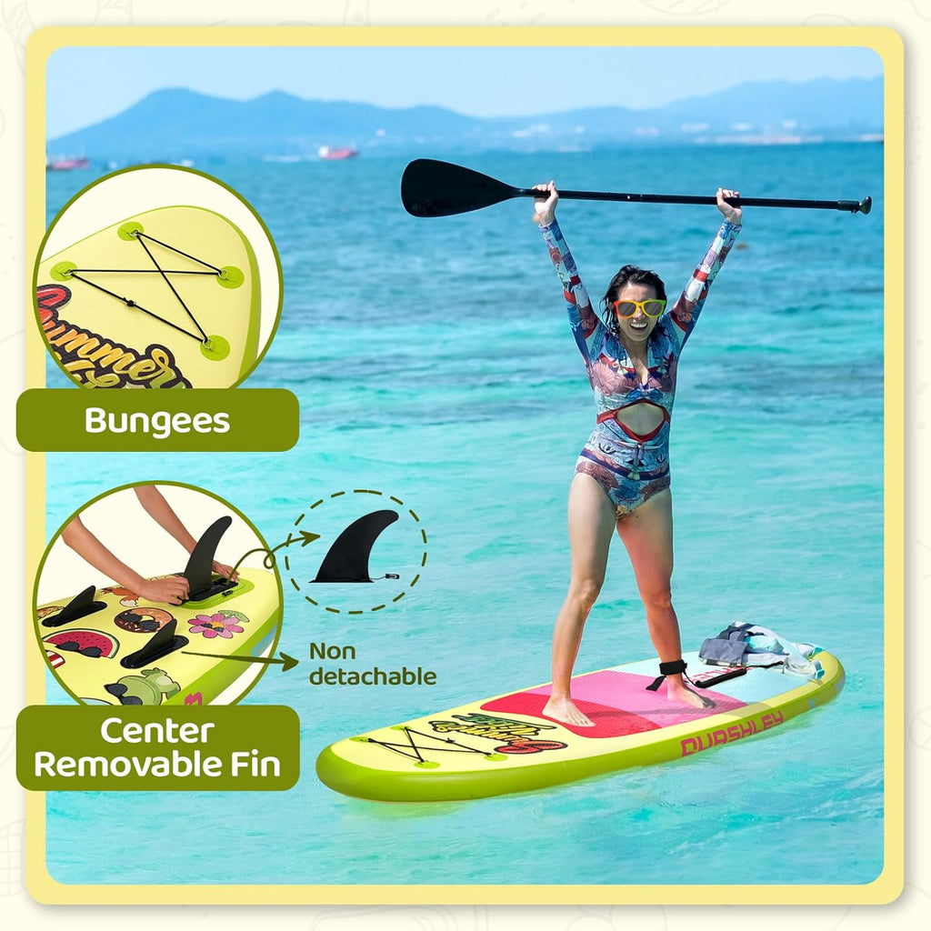 Quashley Kids Inflatable Paddle Boards,Stand Up Paddle Board for Children with Adjustable Paddle,Pump,Leash & Backpack for Lake,Ocean & River Swimming and Surfing