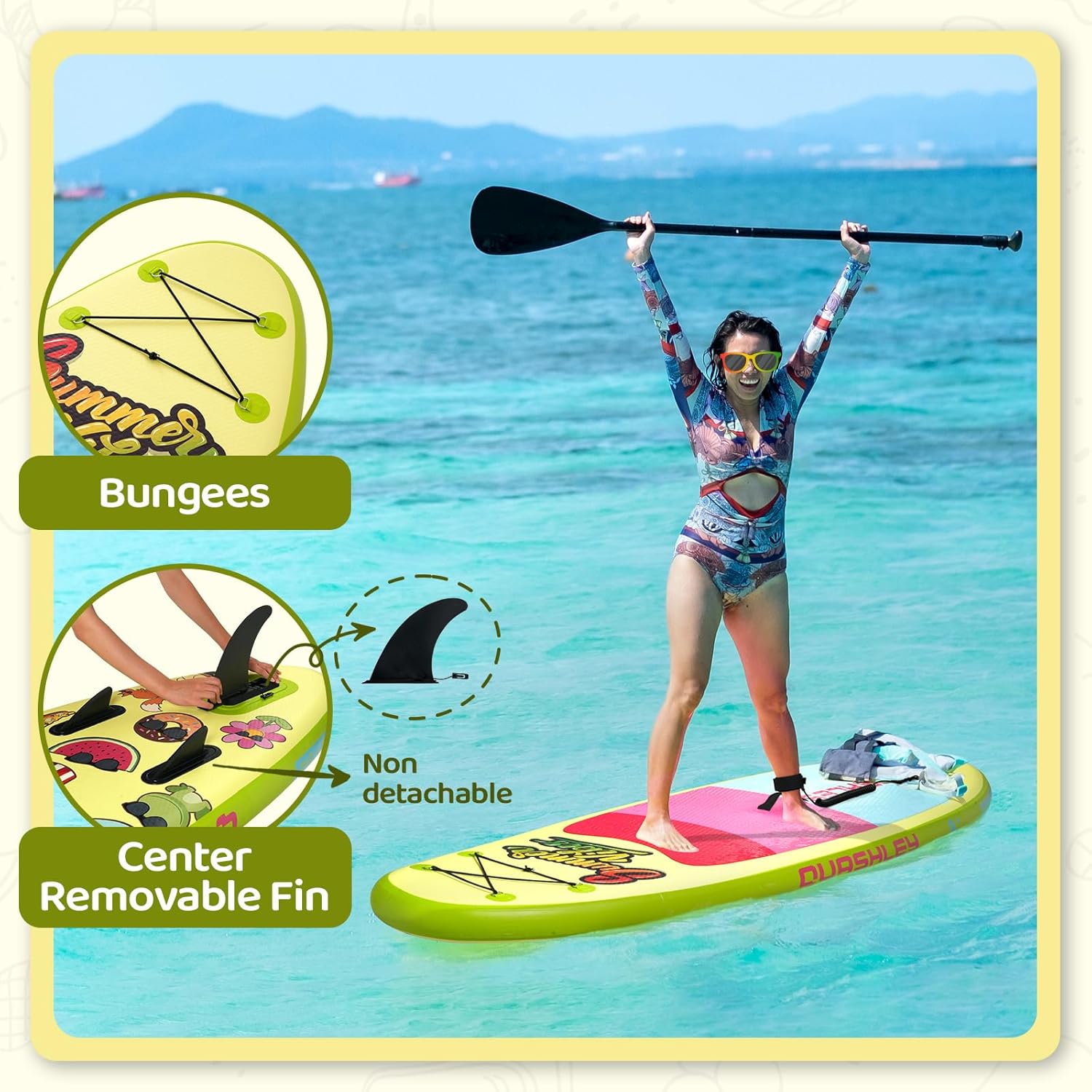 Quashley Kids Inflatable Paddle Boards,Stand Up Paddle Board for Children with Adjustable Paddle,Pump,Leash & Backpack for Lake,Ocean & River Swimming and Surfing