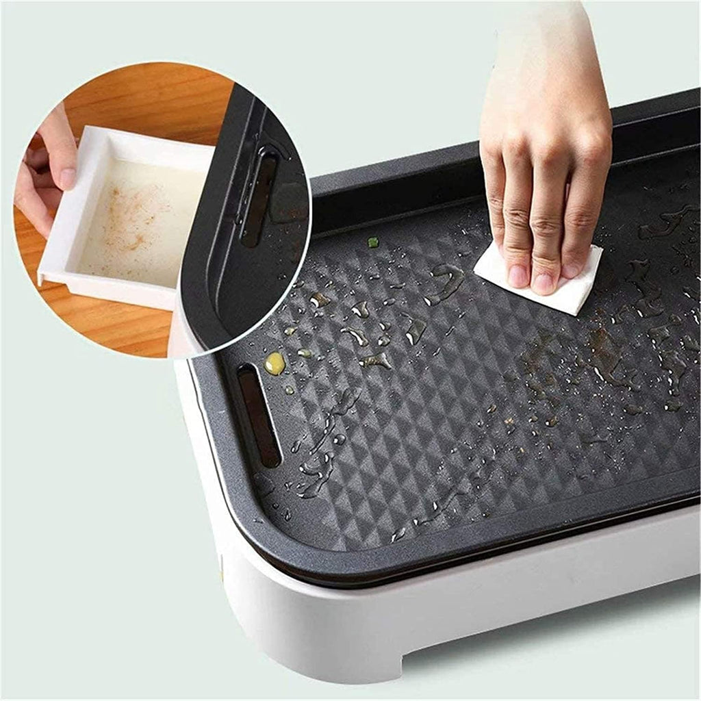 Indoor Korean Barbecue Grill Household BBQ Hot Pot Barbecue 2-in-One Pot 2200W Multi-Person Frying Pan Large Capacity Multi-Function Electric Barbecue,White,55X25X13Cm,Portable Nonstick Griddle