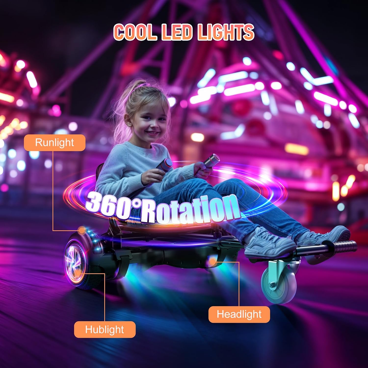 LIEAGLE Hoverboard, 6.5' Self Balancing Scooter Hover Board with Bluetooth Wheels LED Lights for Kids Adults