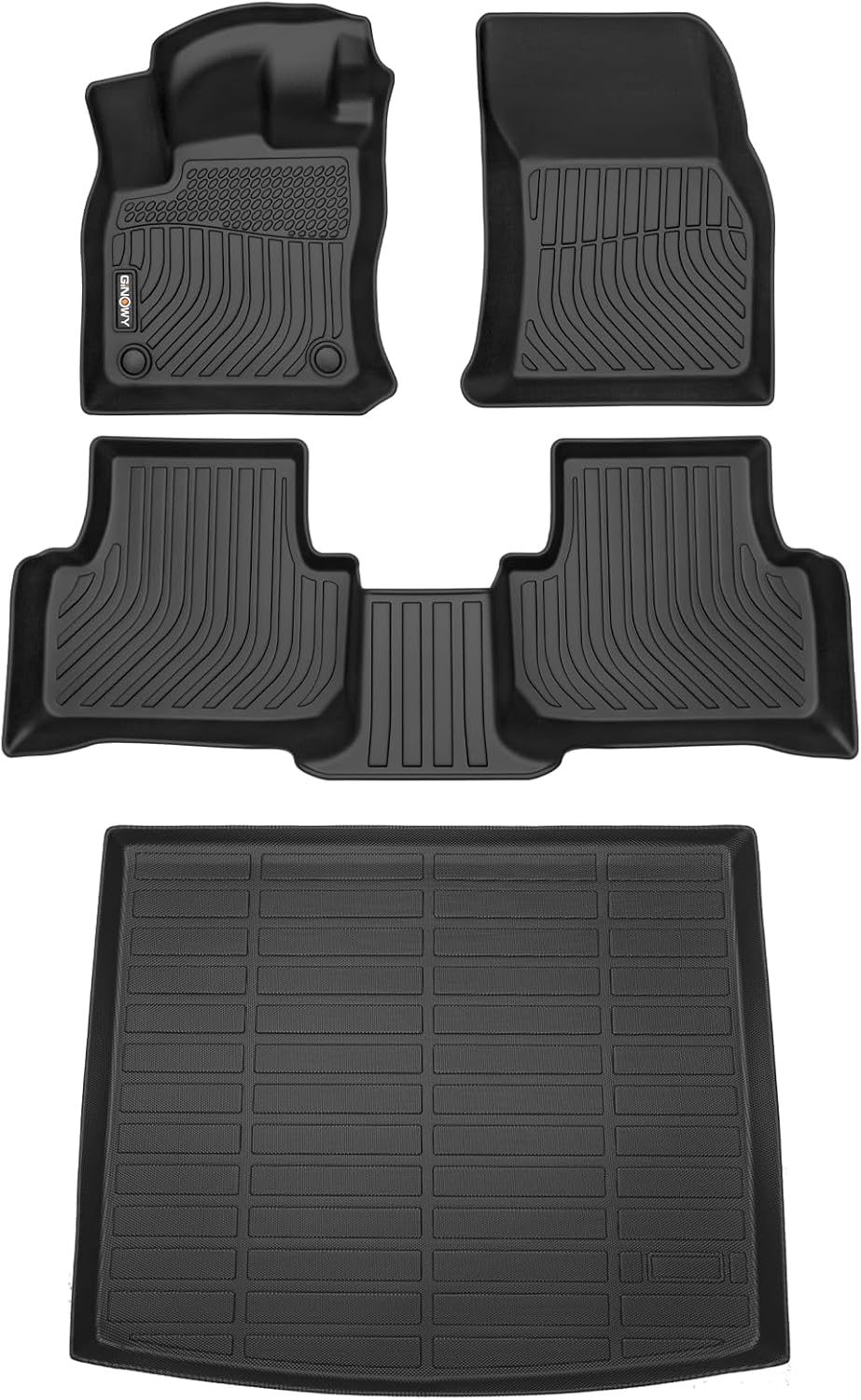 GINOWY-Floor Mats & Cargo Liner for Volkswagen VW Taos AWD 2022 2023 2024 2025 2026, TPE All Weather Mats for VW Taos Accessories Cargo Trunk Mat Trunk Liner