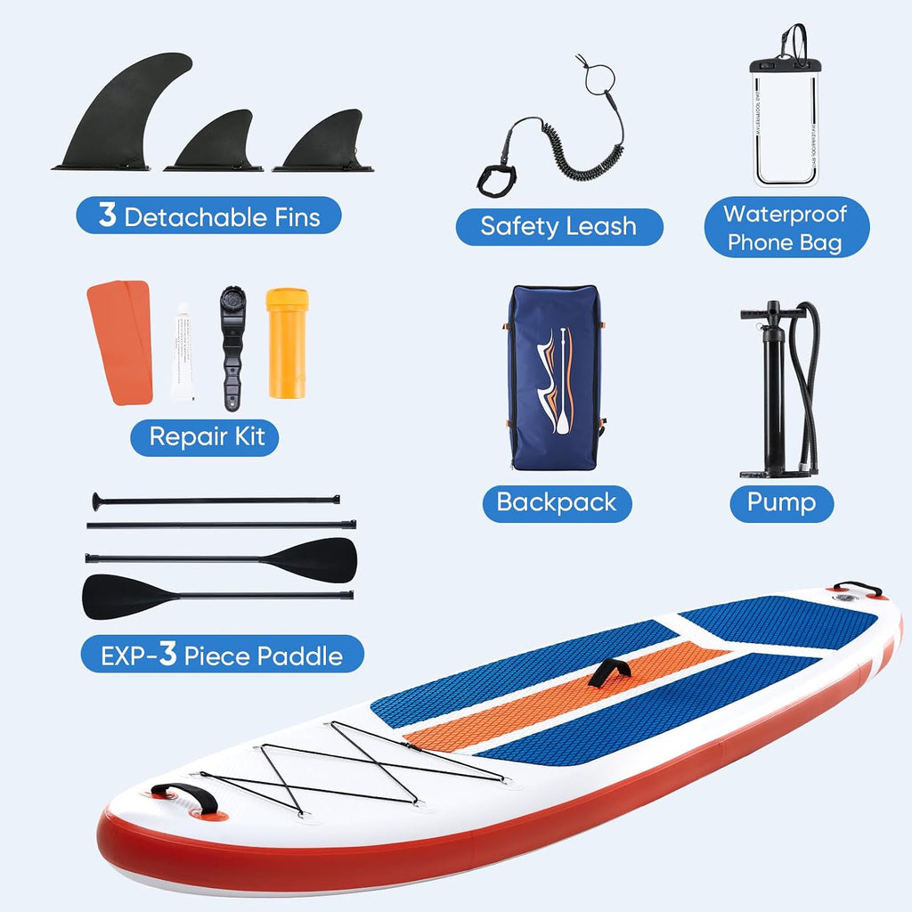 Sweetcrispy Inflatable Stand Up Paddle Board with Premium SUP Paddleboard Accessories,2-in-1 Paddle,Wide Stable Design,Non-Slip Comfort Deck for Adults & Youth of All Skill Levels