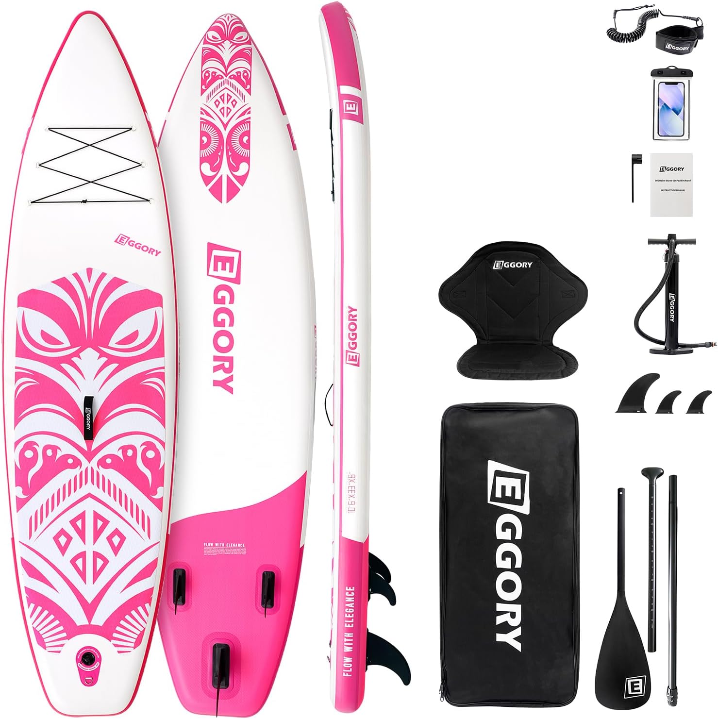 Inflatable Paddle Board,Stand Up Paddle Board Set, Extra Wide SUP Board with Removable Fin, Floating Paddle, Hand Pump, Waterproof Phone Pouch,Traveling Board