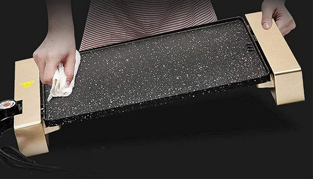 Electric BBQ Grill Indoor 28 * 94 cm Electric Teppanyaki Table Grill, BBQ Barbecue Griddle, Non-Stick Hot Plate,Smokeless,1700W (Color : Black)