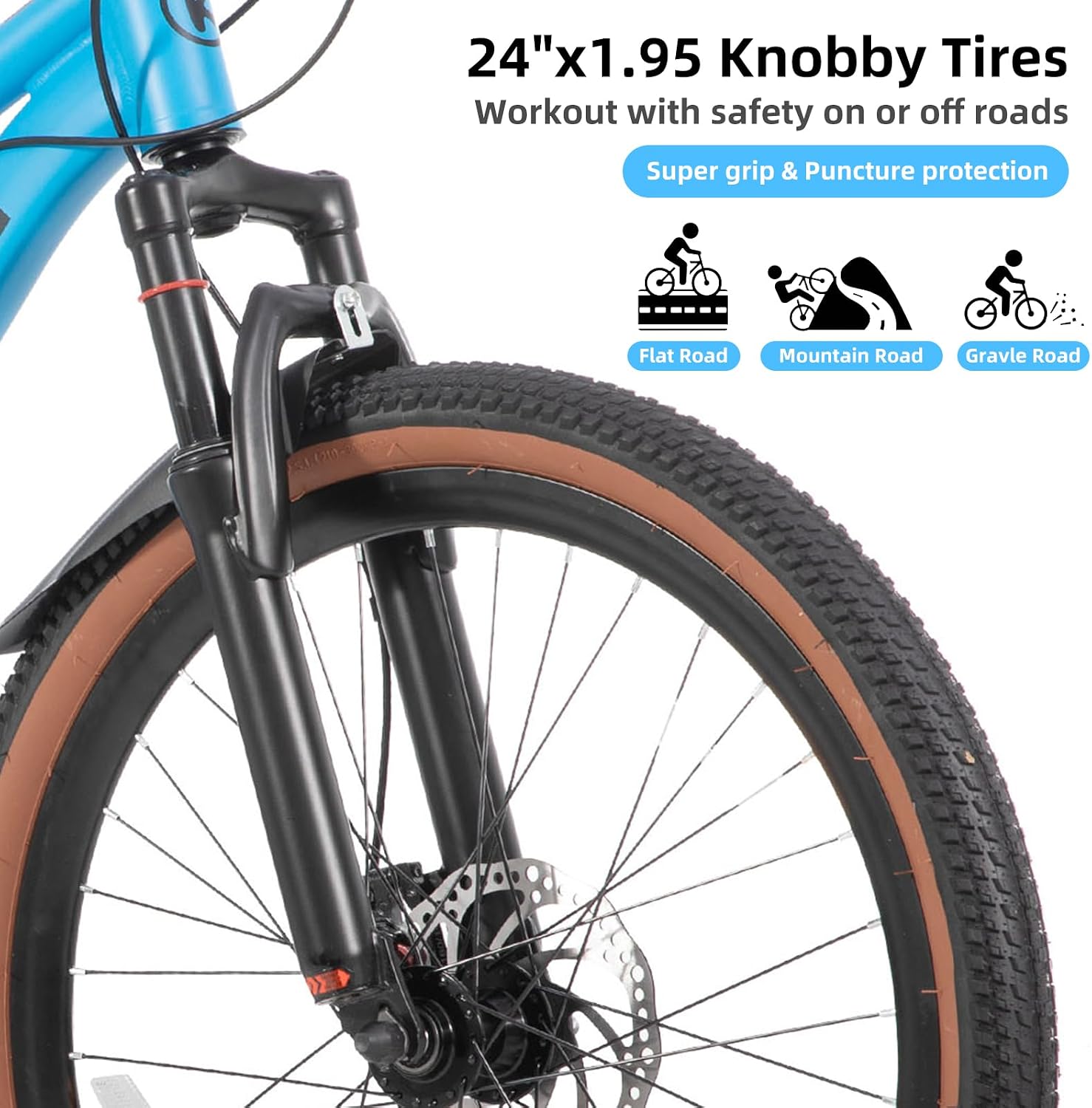KEANO Huntaway 20 24 Inch Kids Bike for Boys & Girls Ages 7-12 Years Hardtail Mountain Bike for Kids with Aluminum Frame and 7-Speed Drivetrain Children Bicycle