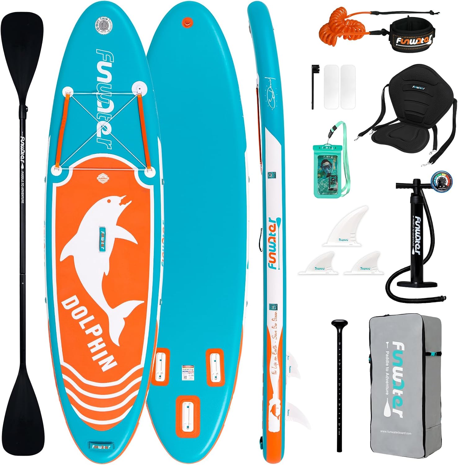 FunWater Inflatable Stand Up Paddle Board with Premium SUP Paddleboard Accessories, Anti-Slip EVA Deck, 11'6''/11'/10'6'' Paddle Boards for Adults & Youth of All Skill Levels