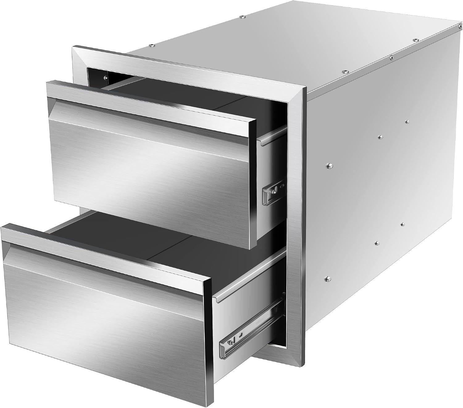 Outdoor Kitchen Drawers, 14W x 15H x 23D Stainless Steel Flush Mount BBQ Double Drawers for Outdoor Kitchen Island, or Patio Grill Station