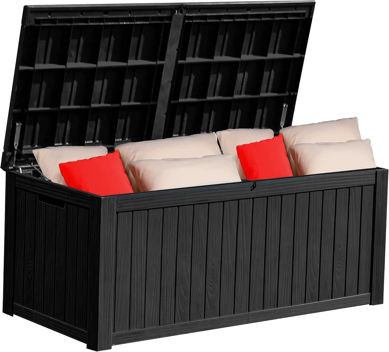 YITAHOME 180 Gallon Large Outdoor Storage XL Deck Box w/Divider for Patio Furniture,Outdoor Cushions, Garden Tools, Sports Equipment and Pool Supplies, Waterproof, Resin, Lockable, Black