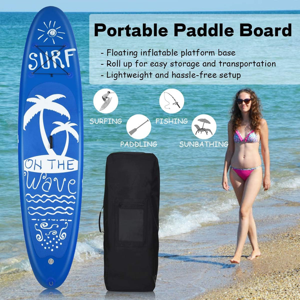 GYMAX Paddle Board, Inflatable Stand Up Paddle Board with SUP Accessories, Removable Fin, Paddle, Pump, Leash & Carry Bag, Blow Up Paddle Boards Standing Boat