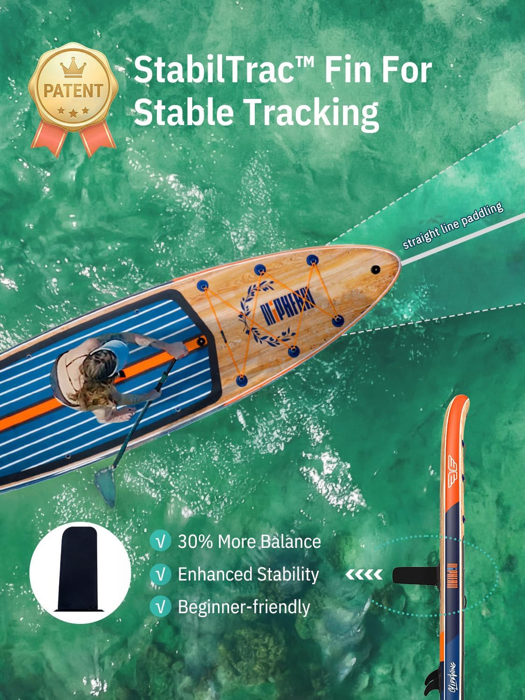 Niphean (Extra Large) Inflatable Paddle Board, SUP for 2+1 People/Family 500lbs Capacity Stand Up Paddle Board with SUP Accessories, StabilTrac Fin Non-Slip Paddleboard for Adults