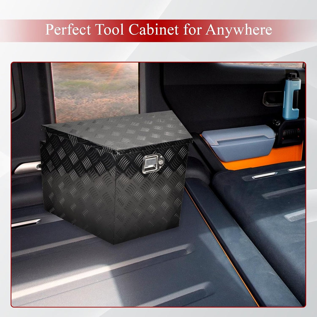29''Inch Aluminum Trailer Tongue Tool Box Truck Bed Toolbox Truck Trailer Chest Box Underbody Storage Organizer Waterproof Square Storage Organizer w/Lock & Keys Black(‎29' Lx16.5 Wx18 H)