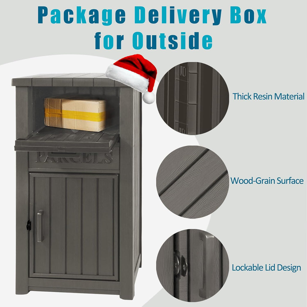 LHBGO Package Delivery Box for Outside, Outdoor Storage with Lockable Secure, Anti-Theft Parcel Drop Boxes Outdoor Package Delivery and Waterproof for Porch, House, Curbside