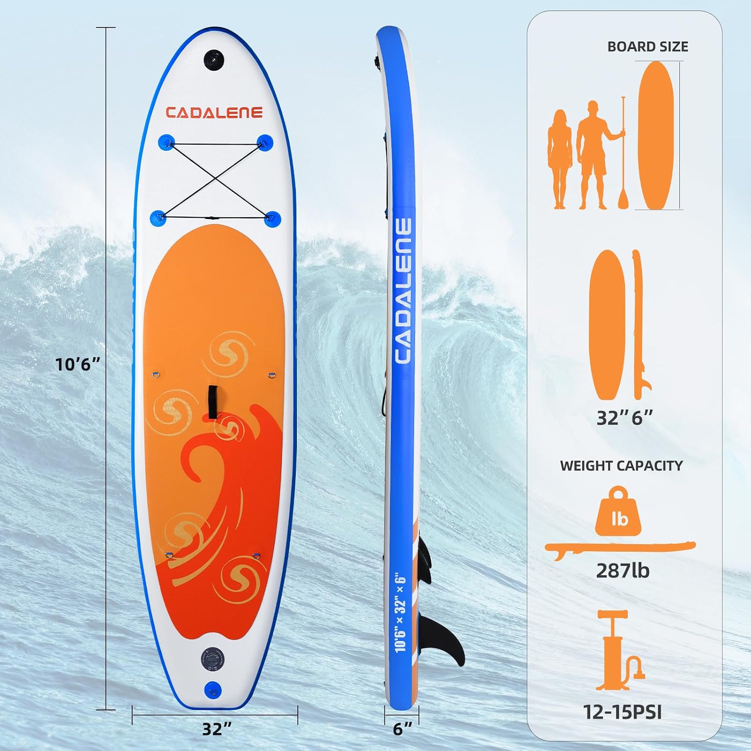 Inflatable Stand Up Paddle Board with SUP Accessories, Anti-Slip EVA Deck, Family-Friendly SUP Boards for Adults & Youth of All Skill Levels, Versatile Yoga Paddle Board