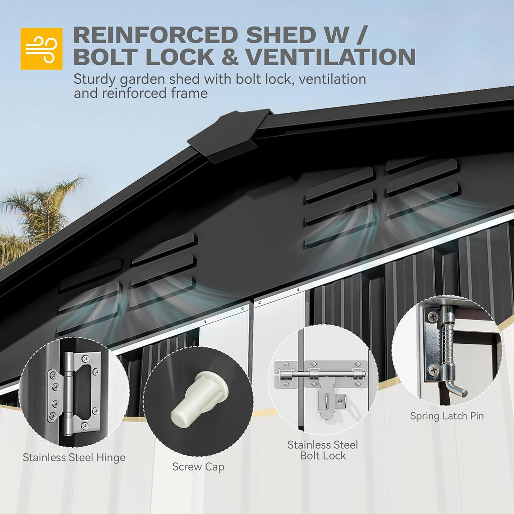 DWVO 7'x5' Large Metal Outdoor Storage Shed, Heavy Duty Tool Storage Sheds for Backyard Patio Lawn - Ideal for Bicycles, Garden Tools, and Lawn Equipment, Easy-to-Assemble, Dark Gray