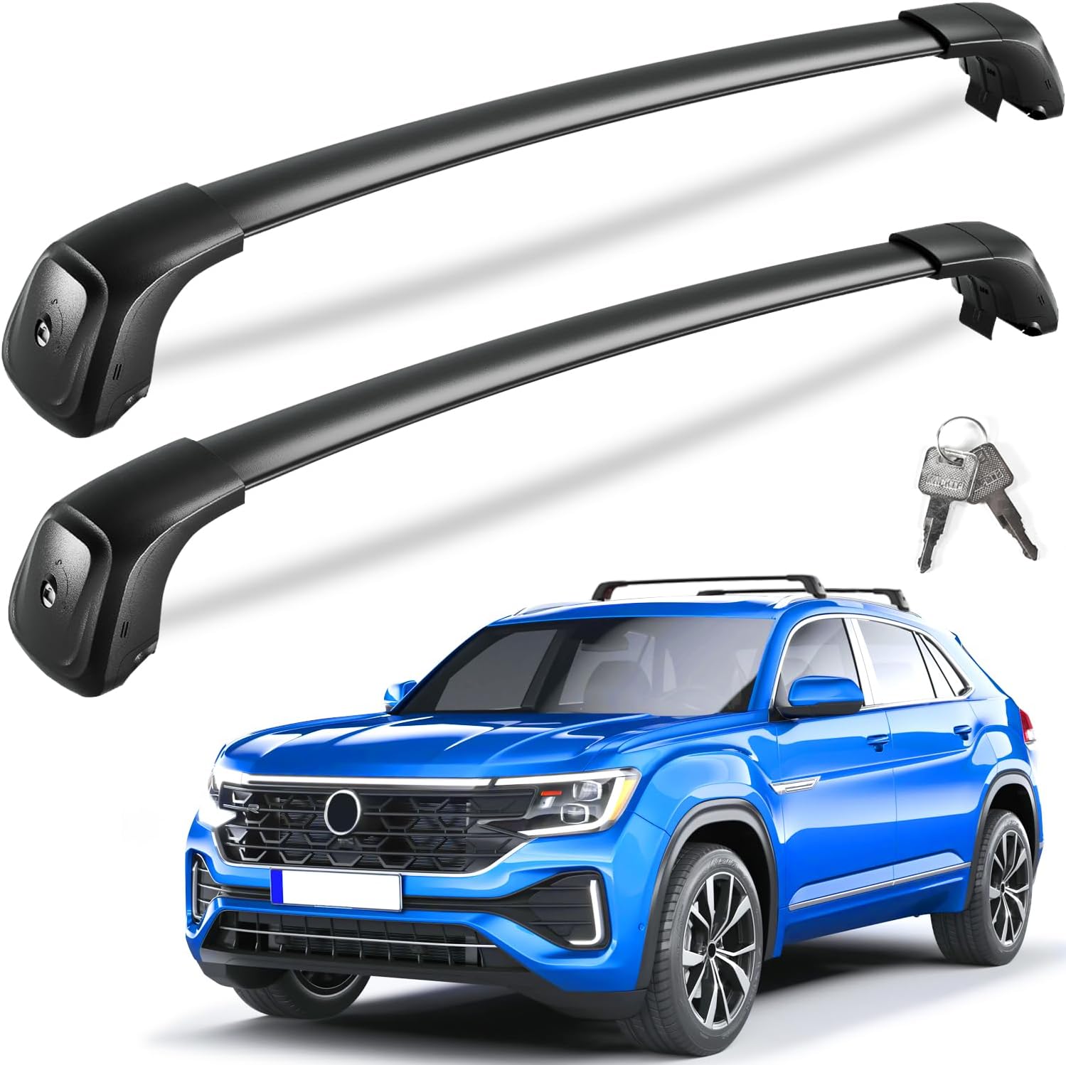 KINGGERI 330Lbs Lockable Roof Rack Cross Bars Compatible with Volkswagen VW Atlas Cross Sport 2020-2026 (with Flush Side Rails), Heavy Duty Aluminum Crossbars All Metal Accessories