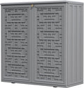 HOMSPARK Indoor/Outdoor Storage Cabinet with Doors and Shelf, 34'x15'x36' HDPE Plastic Storage Box Waterproof for Patio, Garden, Balcony, Multi-Purpose for Daily Tools, Grey