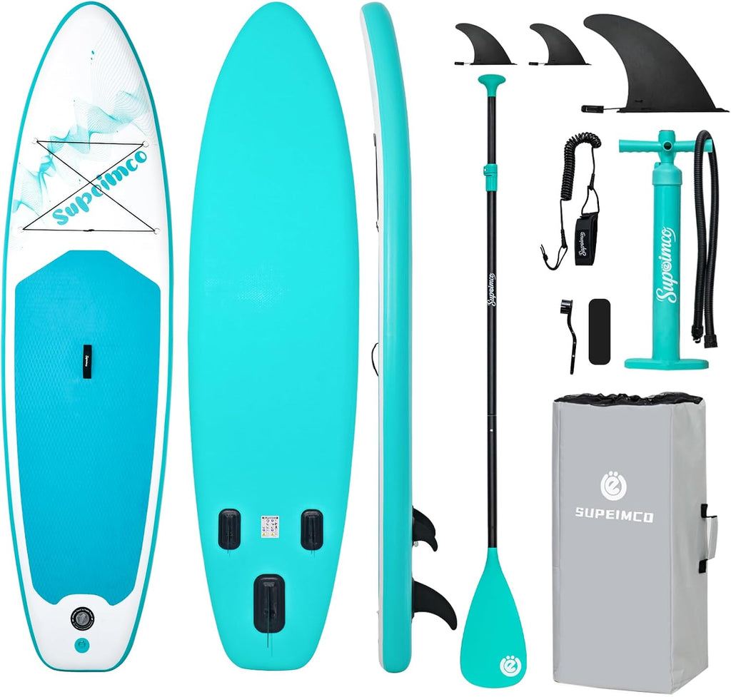 Inflatable Stand Up Paddle Board - Upgraded Glue-Free Hot Melt Technology, Long Service Life, 10'6', Anti-Slip EVA Deck, Full SUP Accessories, Included for Adults Youth All Skill Levels