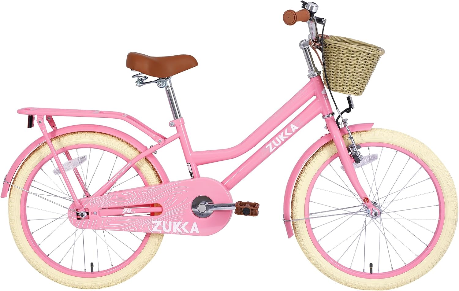 20'/24' Inch Girls Cruiser Bike 1-Speed Hybrid City Bicycle for Youth 7-10+ Years Old with Wicker Basket & Rear Rack，Kids Cycle Bikes，Hand&Pedal Brake，Steel Frame，Multiple Colors
