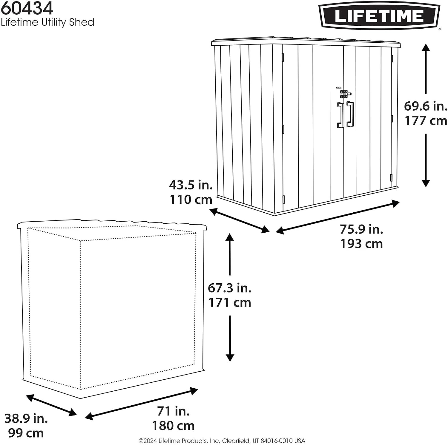 Lifetime Outdoor Utility Storage Shed with Double Wall Steel-Reinforced Construction, 6.3 x 3.6 FT