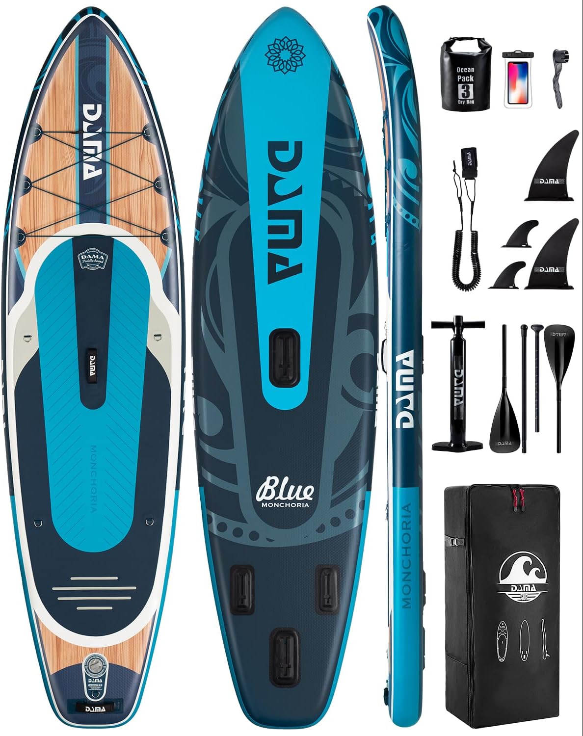 DAMA 11'*34'*6' Stand Up Paddle Board, Inflatable Paddle Board,Inflatable Paddle Boards for Adults w/a Wide, Smooth and Non Slip Deck, Versatile Styles, Suitable for Adults