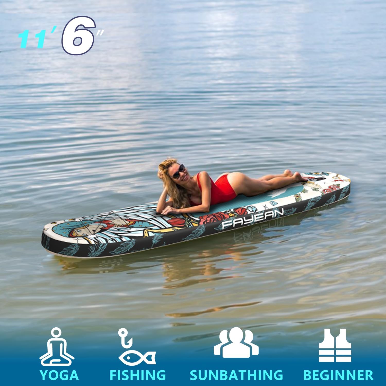 Inflatable Paddle Board,Extra Wide 10.6'/11' Stand Up Paddle Board with Sup Accessories,400lbs Capacity for Family with Safety Leash, All Skill Levels Sup for Yoga,Fishing,Surfing