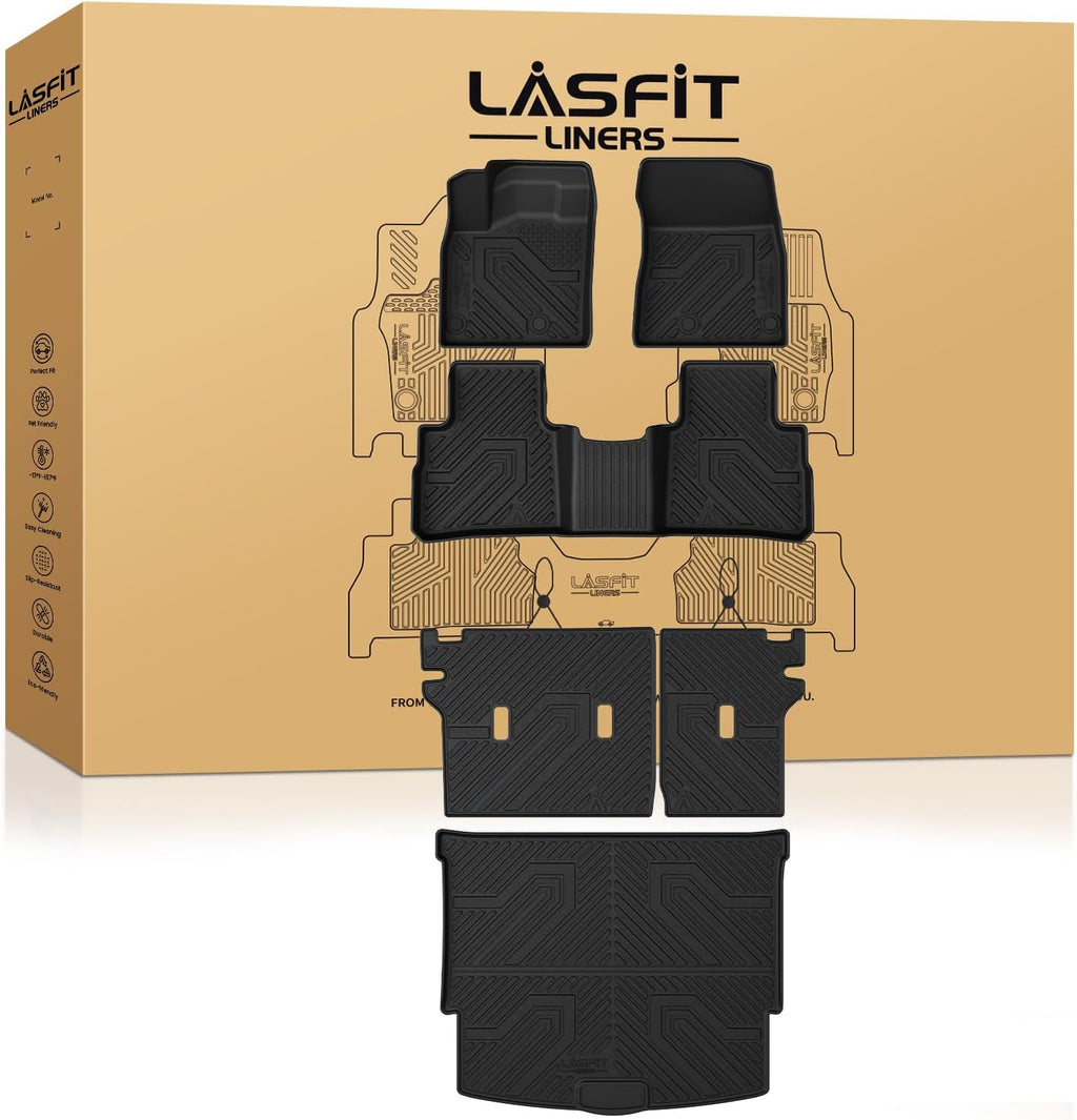 LASFIT Floor Mats & Backrest Mats & Cargo Mat for Nissan Rogue 2026 2025 2024 2023 2022 2021 (Not Fit Rogue Sport), All Weather TPE Custom Fit Floor Liners Car Mats Accessories, Black