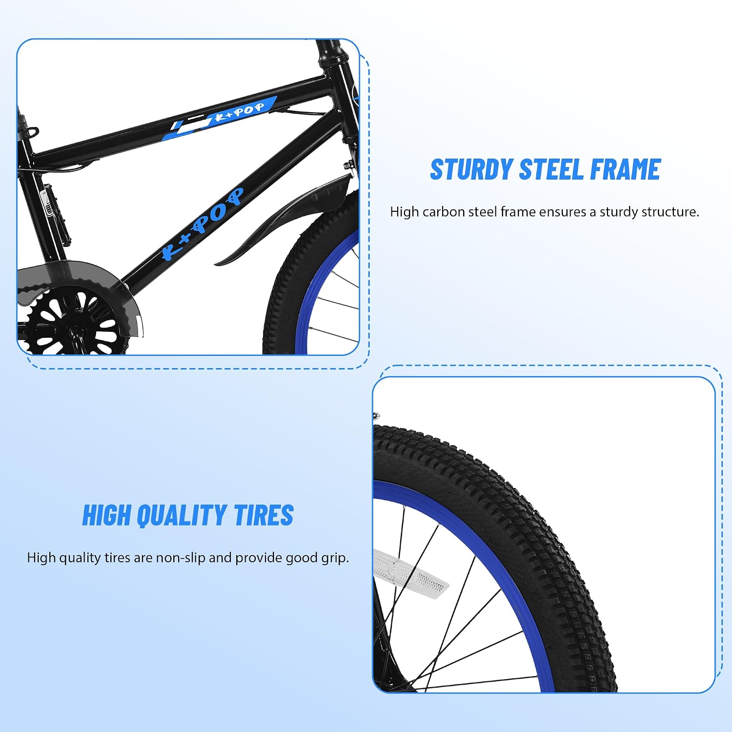 20 Inch Kids' Bike for Boys Aged 7-12, BMX-Style Boys Bike for Kids, Lightweight Children's Bicycles, Kids' Bicycles with Front and Rear Brakes, Adjustable Seat, Kickstand