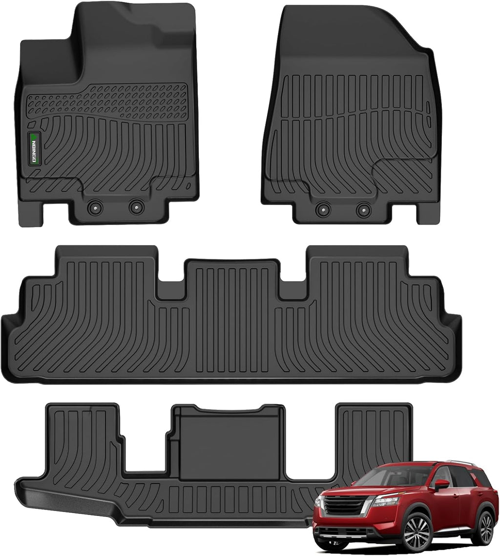 ANBINGO® Floor Mats Custom for Nissan Pathfinder 7 Passenger 2022 2023 2024 2025 Waterproof Car Mats All Weather Mats Guard Automotive Floor Liners Front& Rear& 3rd Row Full Set Black