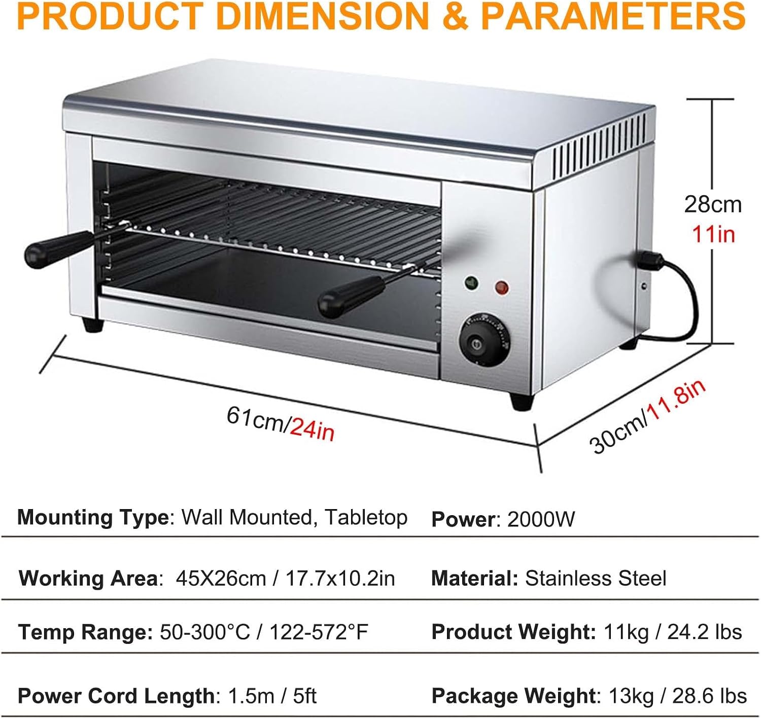 Korean BBQ Style Indoor Electric Grill, 2000W & 30L - 4 Adjustable Grilling Levels, 50-300°C Precise Temperature Control, Smoke-Free, Easy To Clean Stainless Steel