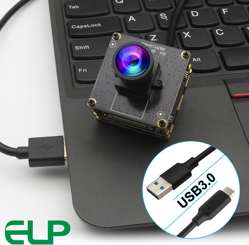 ELP 4K 60fps HDMI USB3.0 Camera for Computer - Wide Angle PC Camera with 120 Low Distortion Lens and 2X Digital Zoom for Laser Engraver, Laptop, Ras pi, Jetson Nano