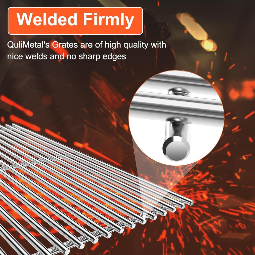 QuliMetal SUS304 9MM Grill Grates for Weber Genesis II E-410/E-415/E-435, Grill Parts for Genesis II/LX E-440 Series Gas Grills, 304 Stainless Steel Grill Grates Parts for Weber GS4 66089 66097