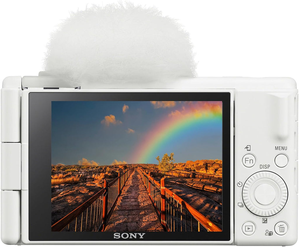 Sony ZV-1 II Vlog Camera for Content Creators and Vloggers (White) (ZV-1M2/W) + 64GB Card + Corel Photo Software + NP-BX1 Battery + Card Reader + LED Light + Soft Bag + Flex Tripod + More (Renewed)