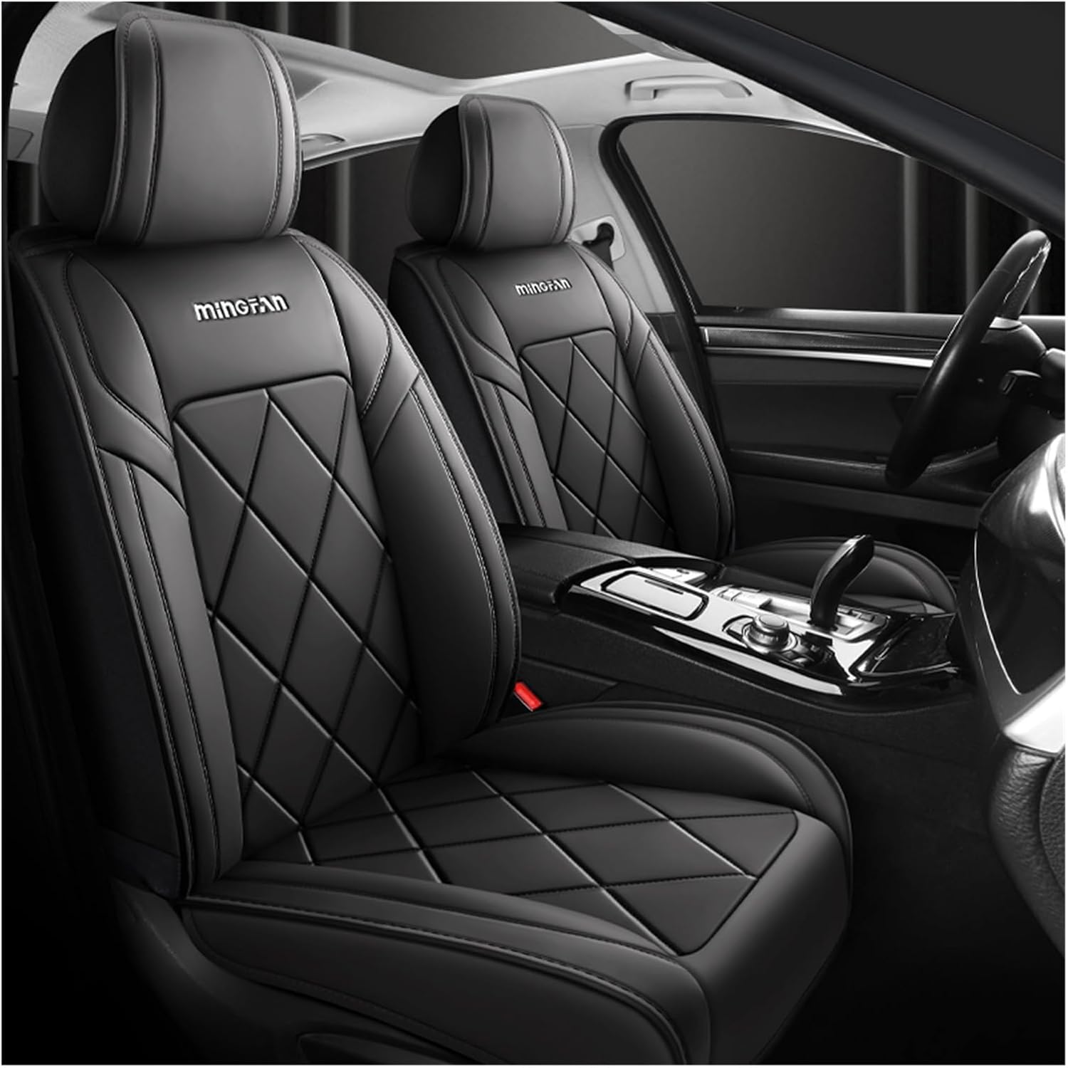 Car Seat Covers Full Set for Vw Tiguan 2016-2025 SEL R-Line Elegance, All Weather Leather Waterproof Interior Protector Accessories, Use Easy Installation Cleaning(Black)
