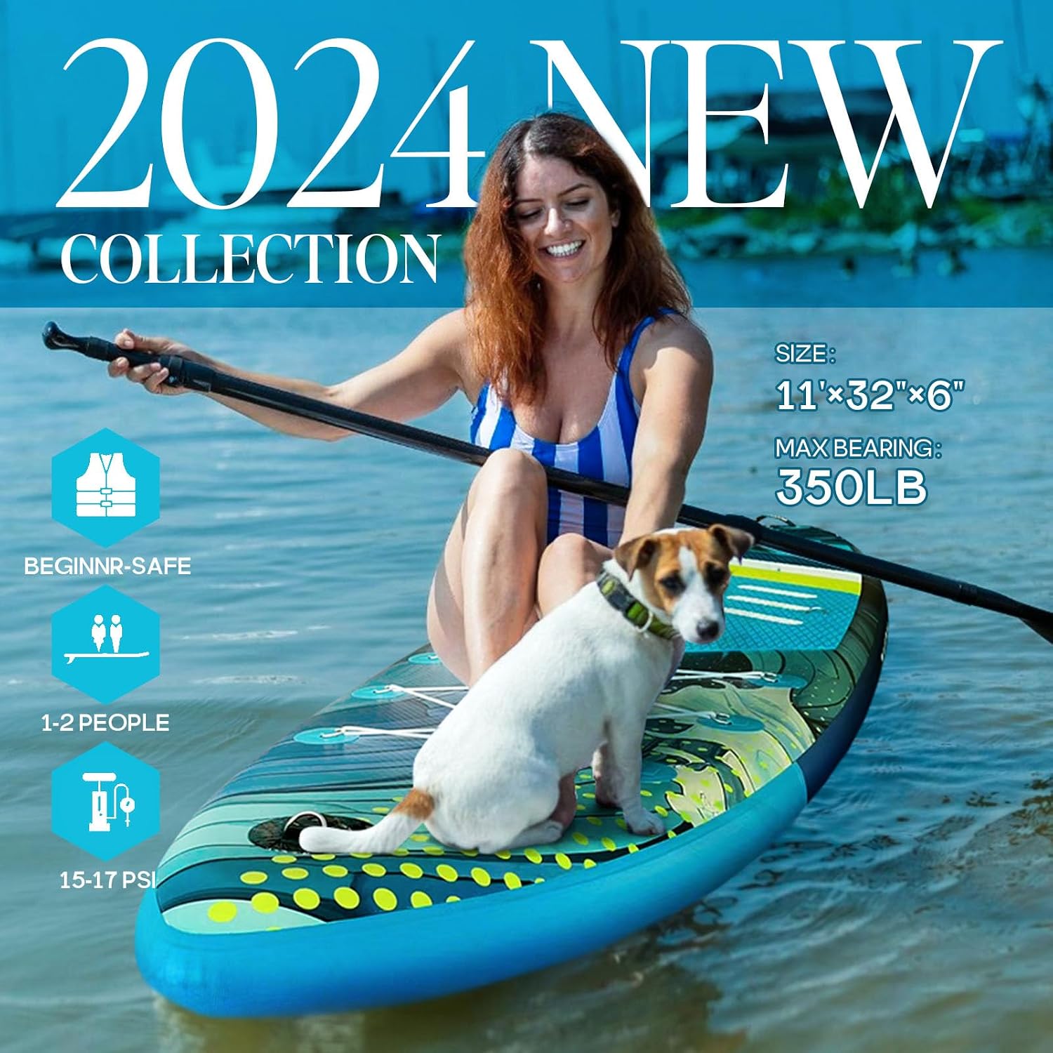 Paddle Boards for Adults, 10'6'/11'/11'6' Inflatable Paddle Board, Super Non Slip Eva, Stand Up Paddle Board with Removable Fins, Adjustable Paddle, Pump, Shoulder Strap, Leash, Standing Boat
