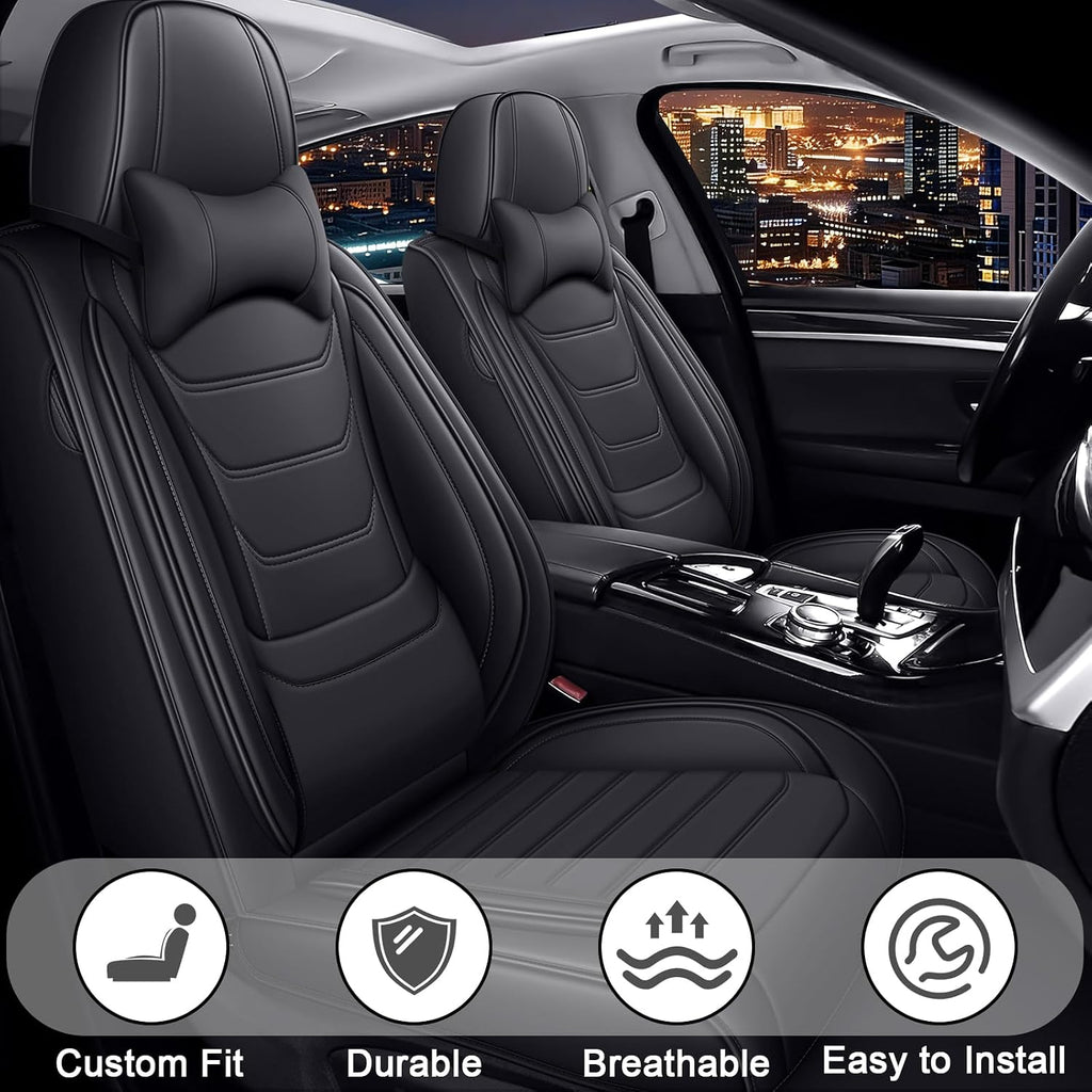 JWLK Seat Covers for Buick Envision 2016-2026, Family Seat Covers for Cars, Non-Slip, Airbag Compatible Vehicle Cushion, Waterproof & Easy-Clean(Luxury 2 Seats, Black)